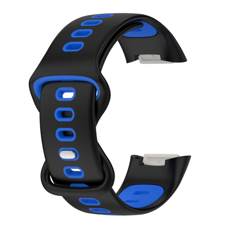 For Fitbit Charge 6 Two Color Silicone Watch Band(Black Blue) - Watch Bands by PMC TechLife | Online Shopping South Africa | PMC TechLife