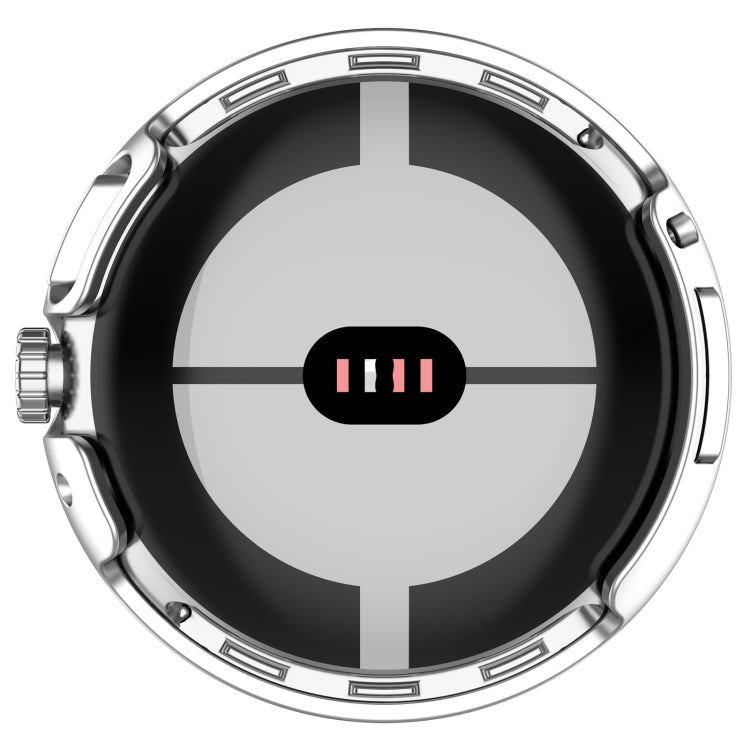 For Google Pixel Watch 2 PC + Tempered Film Integrated Watch Protective Case(Silver) - Watch Cases by PMC TechLife | Online Shopping South Africa | PMC TechLife