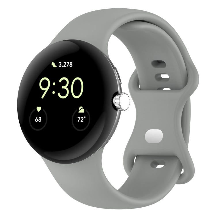 For Google Pixel Watch 2 Solid Color Silicone Watch Band, Size:S Size(Grey) - Watch Bands by PMC TechLife | Online Shopping South Africa | PMC TechLife