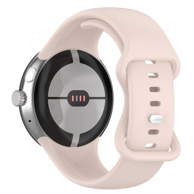 For Google Pixel Watch 2 Solid Color Silicone Watch Band, Size:S Size(Pink) - Watch Bands by PMC Jewellery | Online Shopping South Africa | PMC Jewellery