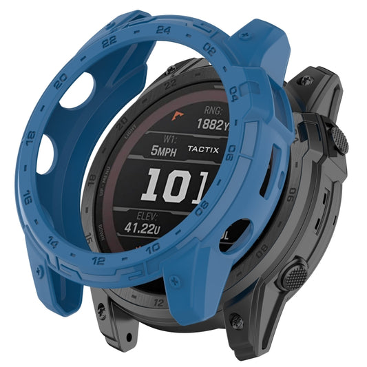 For Garmin Tactix 7 Amoled Armor Hollow TPU Watch Protective Case(Dark Blue) - Watch Cases by PMC Jewellery | Online Shopping South Africa | PMC Jewellery