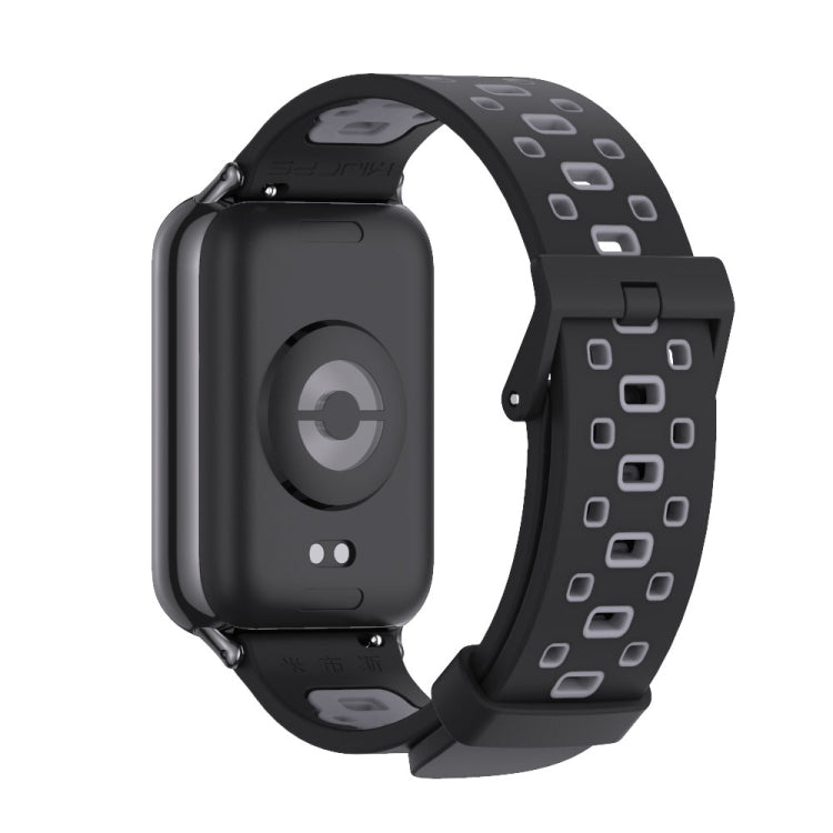 For Xiaomi Smart Band 9 Pro / 8 Pro Mijobs Square Hole Breathable Silicone Watch Band(Black Grey) - Watch Bands by MIJOBS | Online Shopping South Africa | PMC TechLife | Buy Now Pay Later Mobicred