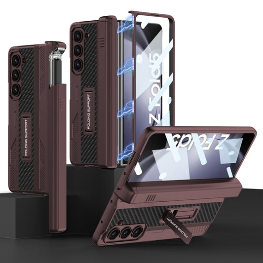 For Samsung Galaxy Z Fold5 GKK Integrated Folding Mech Shell PC Phone Case with Slide Pen Box(Wine Red) - Galaxy Z Fold5 Cases by GKK | Online Shopping South Africa | PMC Jewellery | Buy Now Pay Later Mobicred