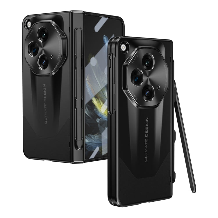 For OPPO Find N3 / OnePlus Open Integrated Frosted Electroplating Full Coverage Phone Case with Pen/Pen Slots(Black) - OnePlus Cases by PMC TechLife | Online Shopping South Africa | PMC TechLife | Buy Now Pay Later Mobicred