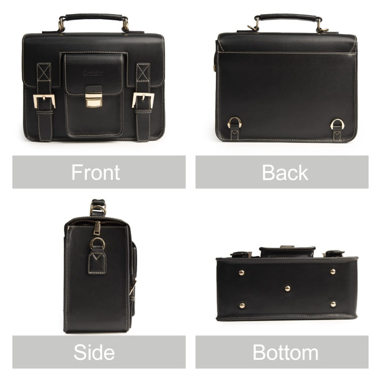 Cwatcun D83 Vintage Small Camera Case Leather Camera Messenger Bag, Size:24 x 17 x 12cm(Black) - free shipping - PMC TechLife - Order now!