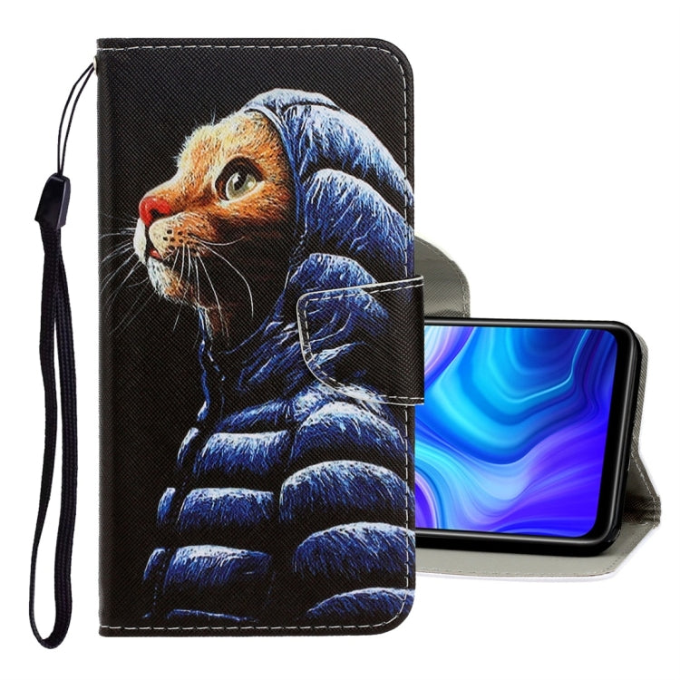 For Xiaomi Redmi 9A 3D Colored Drawing Horizontal Flip PU Leather Case with Holder & Card Slots & Wallet(Down Jacket Cat) - free shipping - PMC TechLife - Order now!