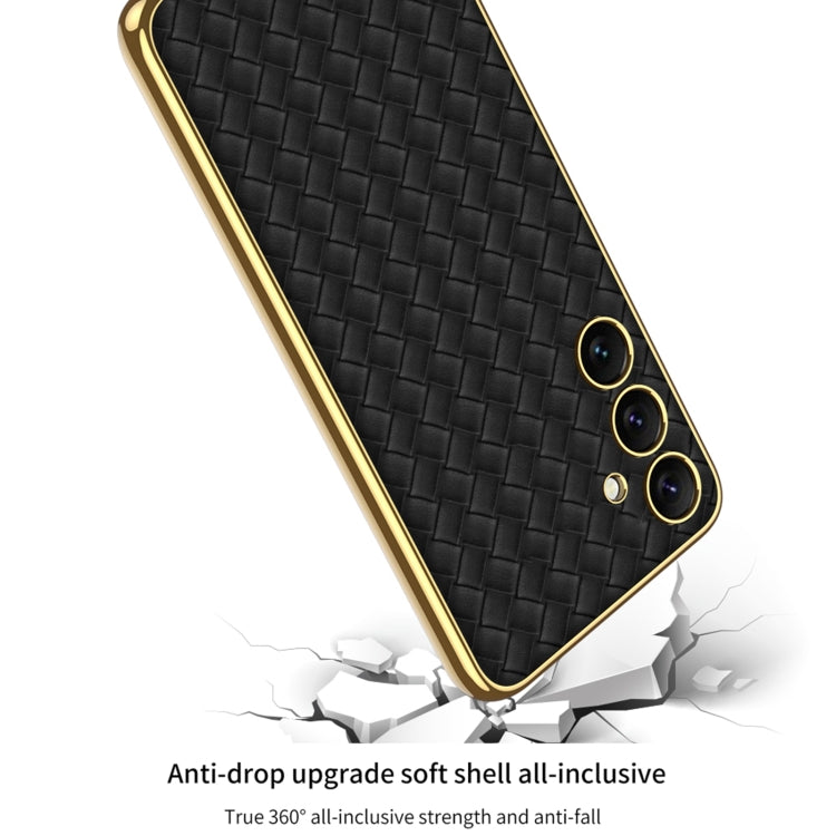 For Samsung Galaxy S24+ 5G GKK Weave Texture Electroplating PU Protective Phone Case(Purple) - Galaxy S24+ 5G Cases by GKK | Online Shopping South Africa | PMC TechLife | Buy Now Pay Later Mobicred
