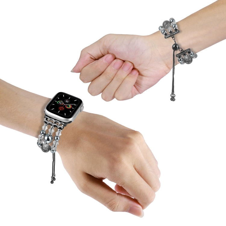For Apple Watch 42mm Beaded Onyx Retractable Chain Watch Band(Grey) - free shipping - PMC TechLife - Order now!