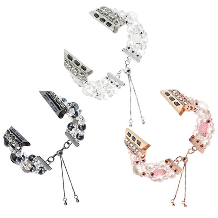 For Apple Watch Series 5 44mm Beaded Onyx Retractable Chain Watch Band(White) - free shipping - PMC TechLife - Order now!
