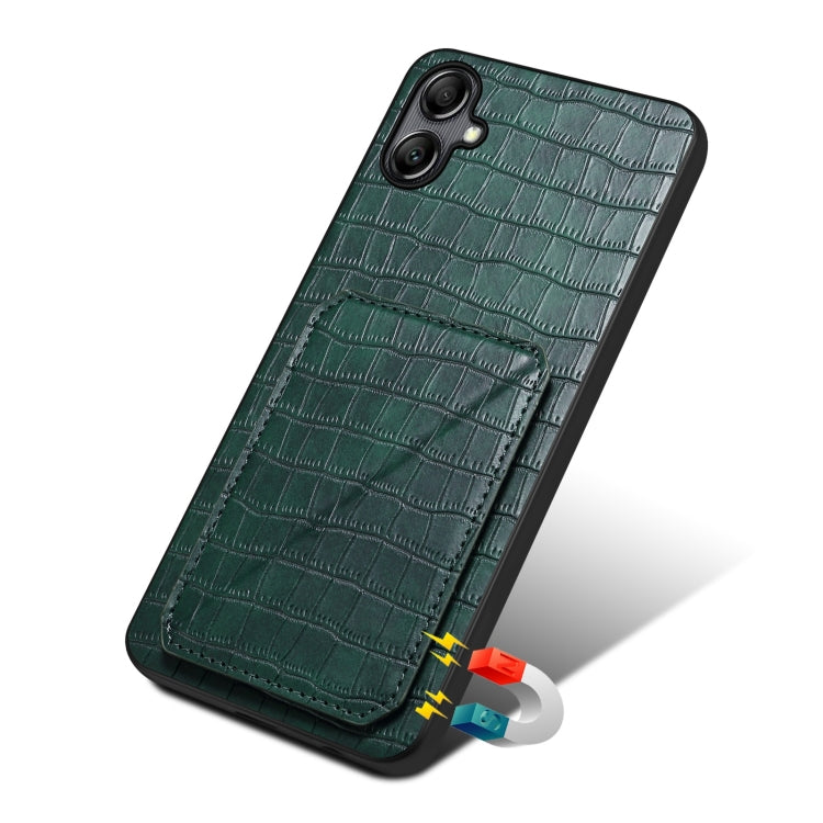 For Samsung Galaxy S24 5G Denior Imitation Crocodile Leather Back Phone Case with Holder(Green) - Galaxy S24 5G Cases by Denior | Online Shopping South Africa | PMC TechLife