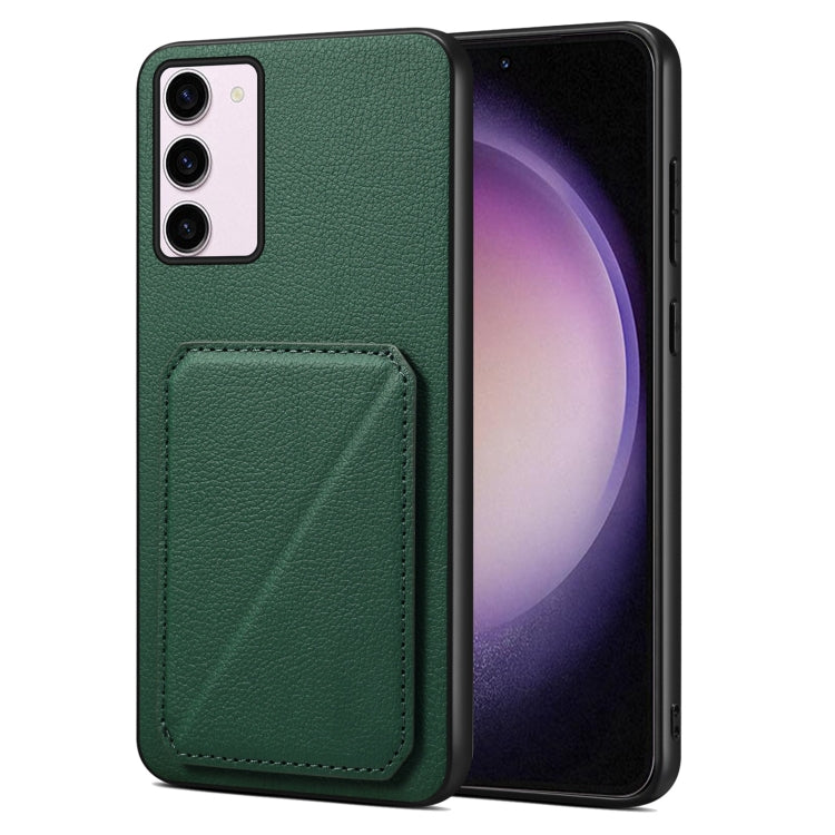 For Samsung Galaxy S23 5G Denior Imitation Calf Leather Back Phone Case with Holder(Green) - Galaxy S23 5G Cases by Denior | Online Shopping South Africa | PMC Jewellery