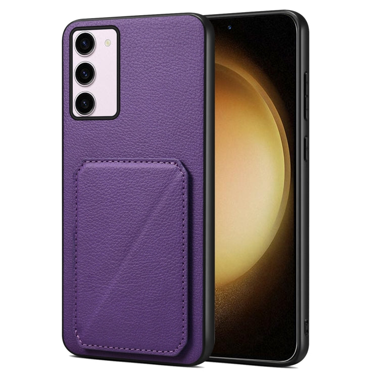 For Samsung Galaxy S23+ 5G Denior Imitation Calf Leather Back Phone Case with Holder(Purple) - Galaxy S23+ 5G Cases by Denior | Online Shopping South Africa | PMC Jewellery