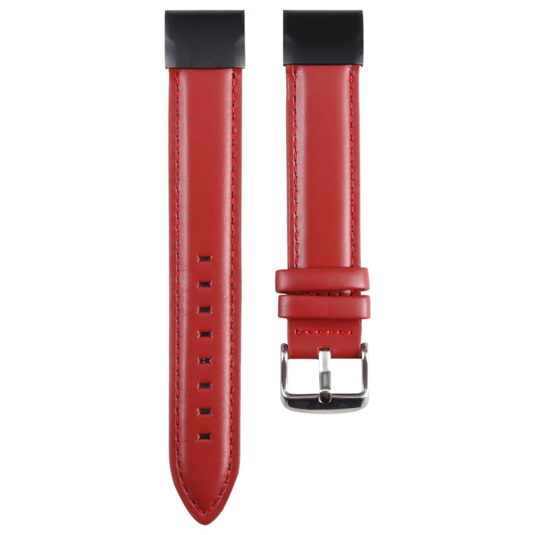Compatible with Garmin Fenix 7X 26mm Plain Weave Genuine Leather Watch Band(Red) - free shipping - PMC TechLife - Order now!