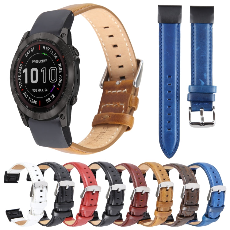 Compatible with Garmin Fenix 7X 26mm Plain Weave Genuine Leather Watch Band(Wine Red) - free shipping - PMC TechLife - Order now!