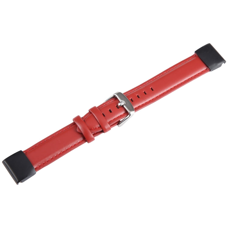 Compatible with Garmin Fenix 7 22mm Bamboo Joint Texture Genuine Leather Watch Band(Red) - Watch Bands by PMC TechLife | Online Shopping South Africa | PMC TechLife | Buy Now Pay Later Mobicred