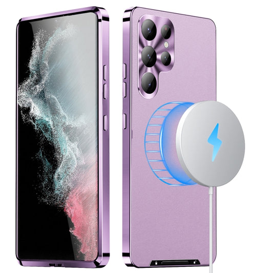 For Samsung Galaxy S22 Ultra 5G MagSafe Magnetic Plain Metal Phone Case(Purple) - Galaxy S22 Ultra 5G Cases by PMC Jewellery | Online Shopping South Africa | PMC Jewellery