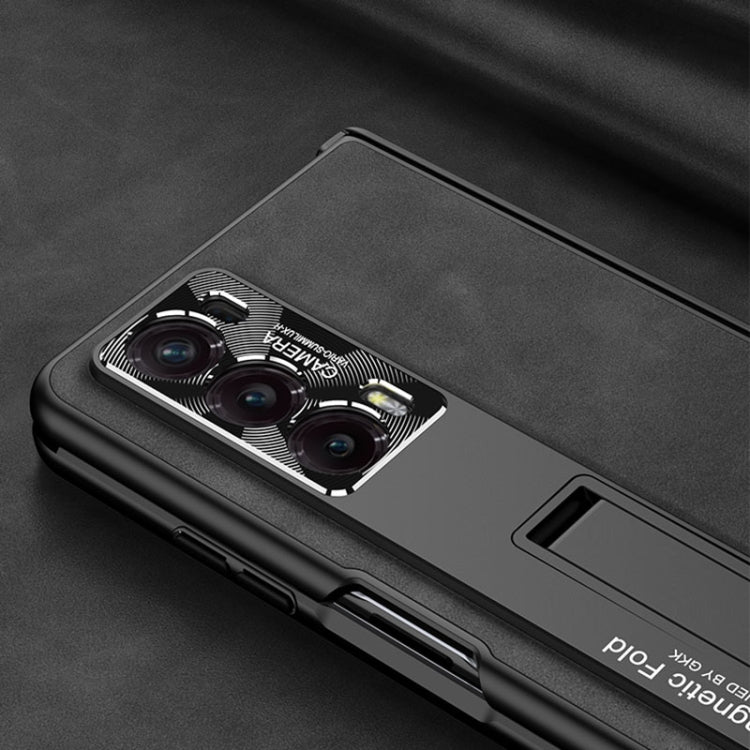 For Honor Magic V2 GKK Integrated Frosted Fold Hinge Leather Phone Case with Holder(Black) - free shipping - PMC TechLife - Order now!
