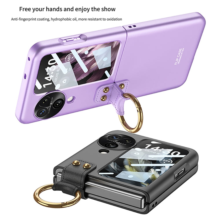 For OPPO Find N3 Flip GKK Integrated Ultra-thin Full Coverage Phone Case with Ring Holder(Black) - Find N3 Flip Cases by GKK | Online Shopping South Africa | PMC TechLife | Buy Now Pay Later Mobicred
