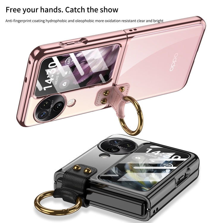 For OPPO Find N3 Flip GKK Electroplating Phone Case with Ring(Black) - Find N3 Flip Cases by GKK | Online Shopping South Africa | PMC TechLife | Buy Now Pay Later Mobicred
