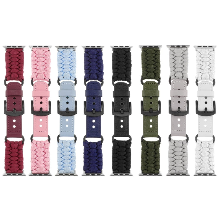 For Apple Watch Series 4 44mm Plain Paracord Genuine Leather Watch Band(White) - free shipping - PMC TechLife - Order now!
