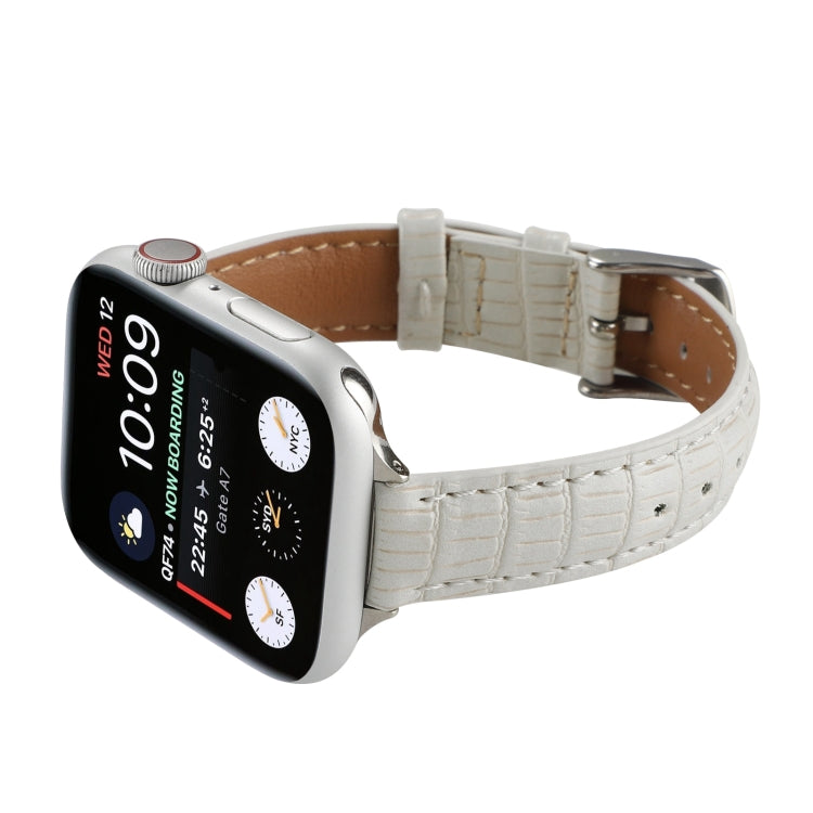 For Apple Watch SE 2023 40mm Slim Crocodile Leather Watch Band(White) - free shipping - PMC TechLife - Order now!