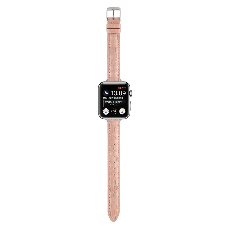 For Apple Watch Series 7 45mm Slim Crocodile Leather Watch Band(Pink) - free shipping - PMC TechLife - Order now!