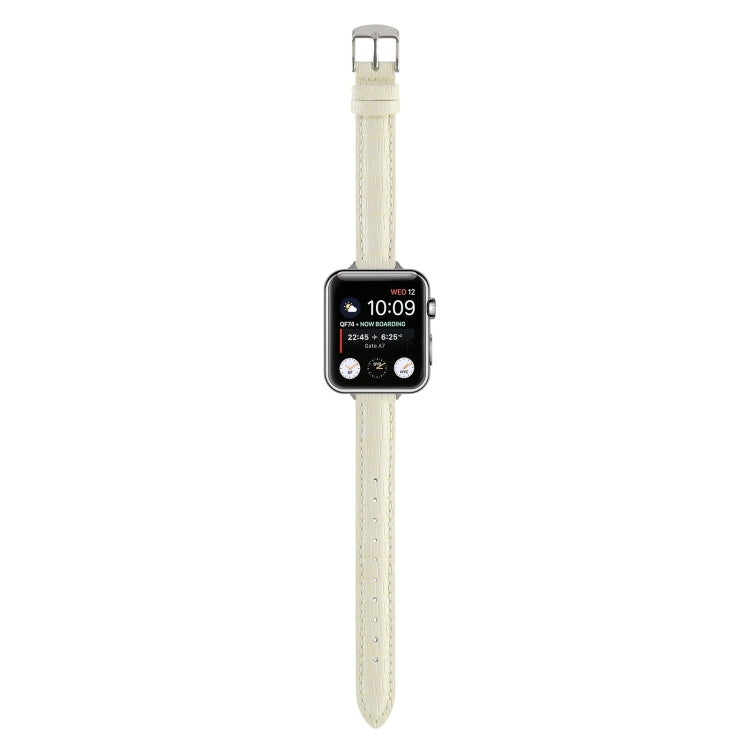 For Apple Watch Series 6 44mm Slim Crocodile Leather Watch Band(Beige) - free shipping - PMC TechLife - Order now!