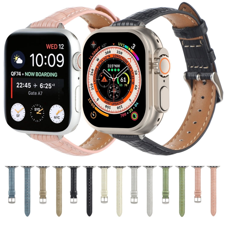 For Apple Watch Ultra 2 49mm Slim Crocodile Leather Watch Band(White) - free shipping - PMC TechLife - Order now!
