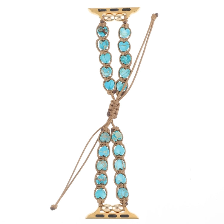 For Apple Watch SE 2022 40mm Heart Stones Drawstring Chain Watch Band(Blue) - free shipping - PMC TechLife - Order now!