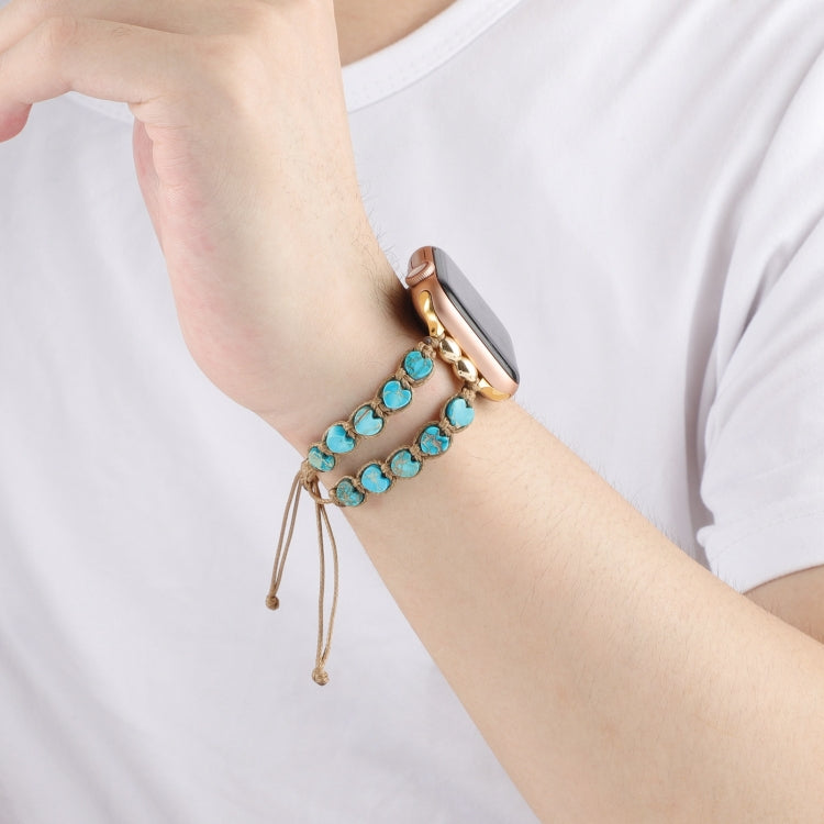 For Apple Watch Series 5 40mm Heart Stones Drawstring Chain Watch Band(Blue) - free shipping - PMC TechLife - Order now!