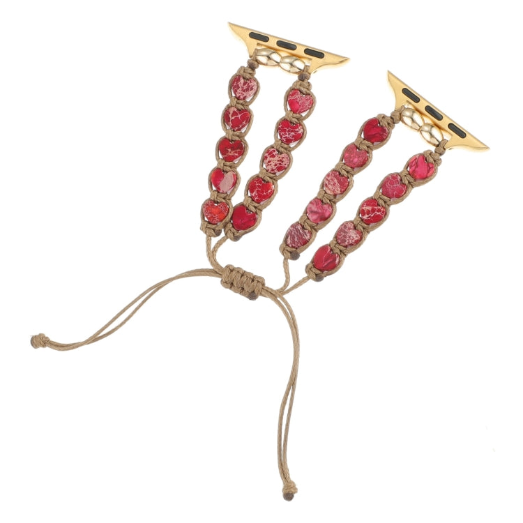 For Apple Watch Series 4 44mm Heart Stones Drawstring Chain Watch Band(Red) - free shipping - PMC TechLife - Order now!