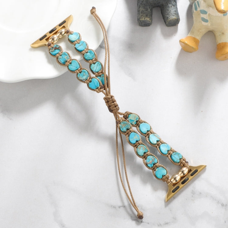 For Apple Watch Series 3 42mm Heart Stones Drawstring Chain Watch Band(Blue) - free shipping - PMC TechLife - Order now!