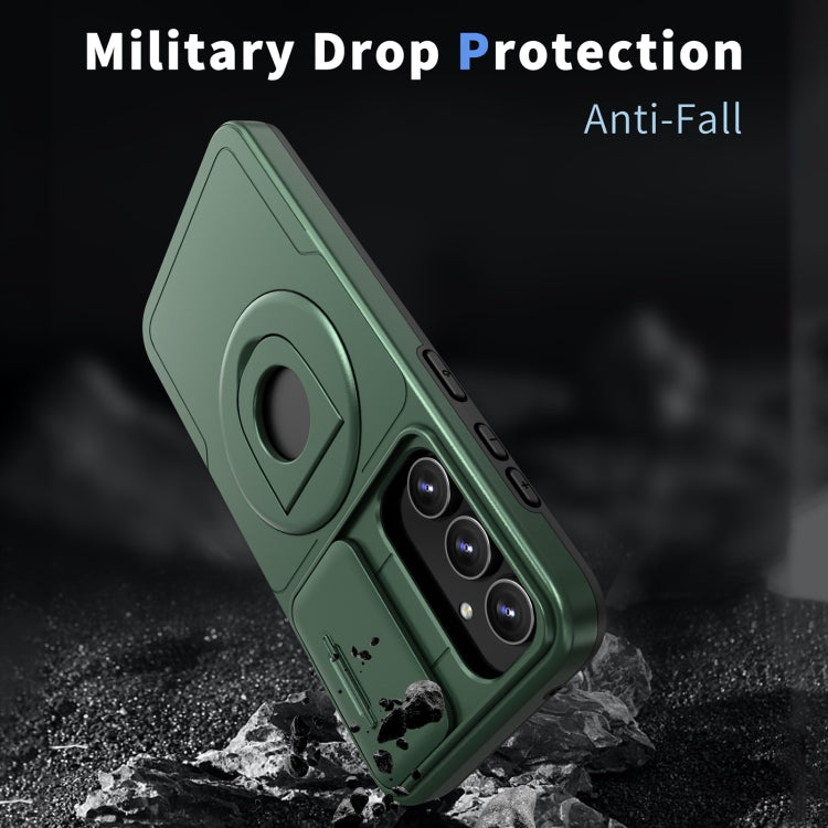 For Samsung Galaxy S23 FE 5G Camshield MagSafe Ring Holder Armor Phone Case(Deep Green) - Galaxy S23 FE 5G Cases by PMC TechLife | Online Shopping South Africa | PMC TechLife