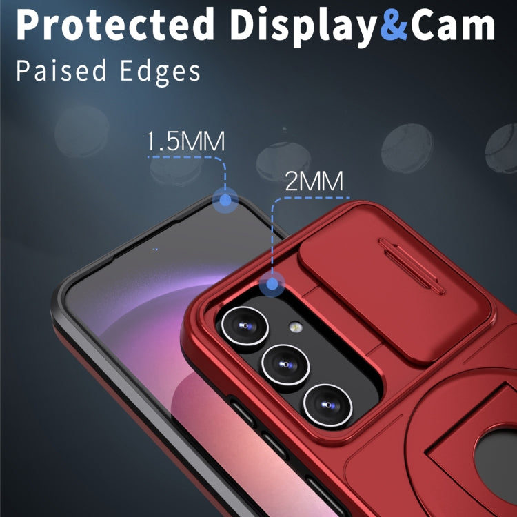 For Samsung Galaxy S23 FE 5G Camshield MagSafe Ring Holder Armor Phone Case(Red) - Galaxy S23 FE 5G Cases by PMC TechLife | Online Shopping South Africa | PMC TechLife