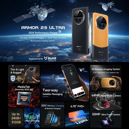 Ulefone Armor 23 Ultra Rugged Phone, 12GB+512GB, 6.78 inch Android 13 MediaTek Dimensity 8020 Octa Core up to 2.6GHz, Network: 5G, NFC, OTG, Satellite Messaging(Elite Black) - Ulefone by Ulefone | Online Shopping South Africa | PMC Jewellery | Buy Now Pay Later Mobicred