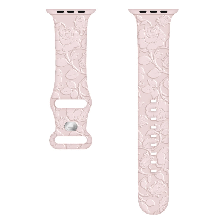 For Apple Watch Series 4 44mm Rose Embossed Silicone Watch Band(Pink) - Watch Bands by PMC TechLife | Online Shopping South Africa | PMC TechLife
