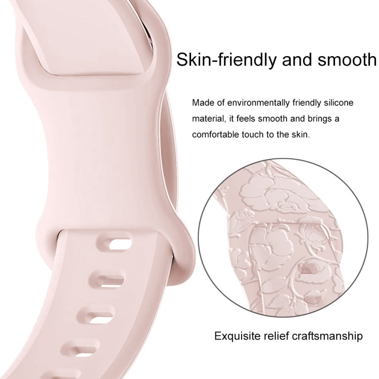 For Apple Watch 42mm Rose Embossed Silicone Watch Band(Starlight) - Watch Bands by PMC TechLife | Online Shopping South Africa | PMC TechLife
