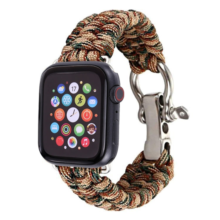 For Apple Watch Ultra 49mm / Series 8&7 45mm / SE 2&6&SE&5&4 44mm / 3&2&1 42mm Umbrella Cord Nylon Braided Watch Band(Beige) - Smart Wear by PMC Jewellery | Online Shopping South Africa | PMC Jewellery