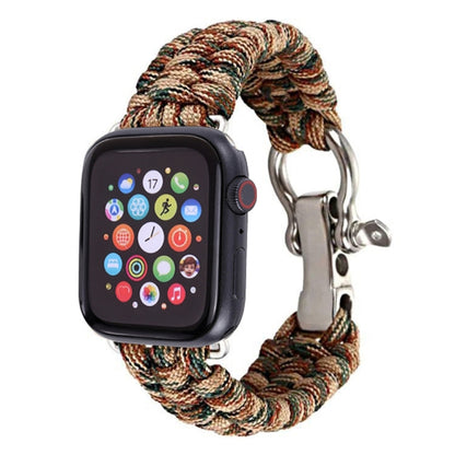 For Apple Watch Ultra 49mm / Series 8&7 45mm / SE 2&6&SE&5&4 44mm / 3&2&1 42mm Umbrella Cord Nylon Braided Watch Band(Beige) - Smart Wear by PMC Jewellery | Online Shopping South Africa | PMC Jewellery