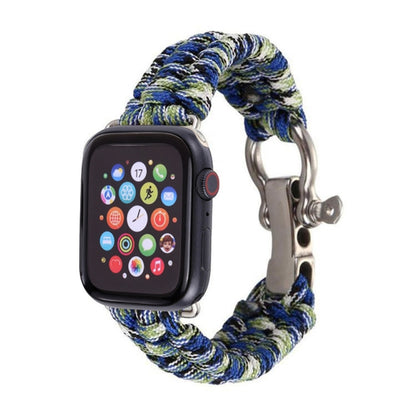 For Apple Watch Ultra 49mm / Series 8&7 45mm / SE 2&6&SE&5&4 44mm / 3&2&1 42mm Umbrella Cord Nylon Braided Watch Band(Blue Green) - Smart Wear by PMC Jewellery | Online Shopping South Africa | PMC Jewellery