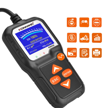 KONNWEI KW650 6V- 12V Car Motorcycle Battery Lawn Mower Detector with 2.4 inch Color Display & Waveform Graph - Code Readers & Scan Tools by KONNWEI | Online Shopping South Africa | PMC Jewellery