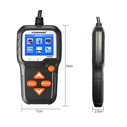 KONNWEI KW650 6V- 12V Car Motorcycle Battery Lawn Mower Detector with 2.4 inch Color Display & Waveform Graph - Code Readers & Scan Tools by KONNWEI | Online Shopping South Africa | PMC Jewellery