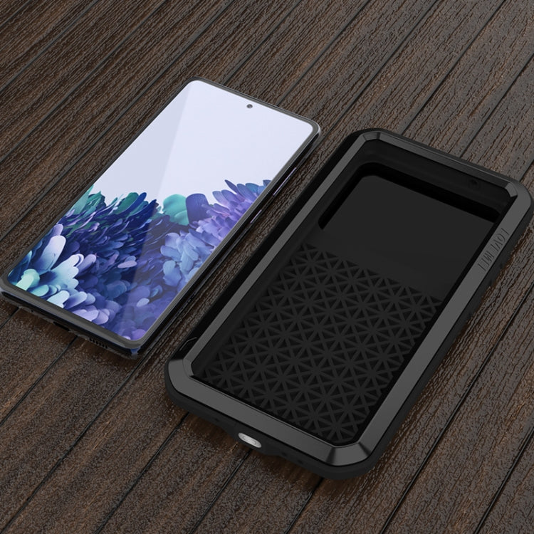 For Samsung Galaxy S20 FE LOVE MEI Metal Shockproof Waterproof Dustproof Protective Case with Glass(Black) - free shipping - PMC TechLife - Order now!