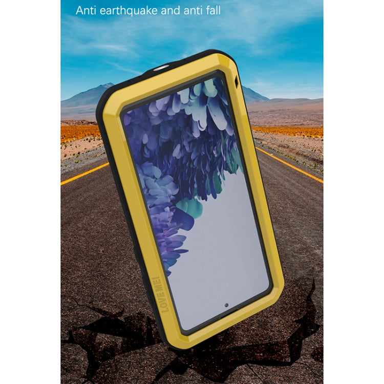 For Samsung Galaxy S20 FE LOVE MEI Metal Shockproof Waterproof Dustproof Protective Case with Glass(Yellow) - free shipping - PMC TechLife - Order now!