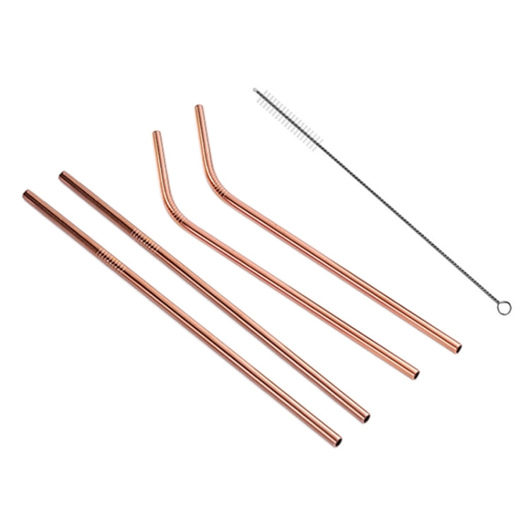 4pcs Reusable Stainless Steel Drinking Straw + Cleaner Brush Set Kit,  215*6mm(Rose Gold) - free shipping - PMC TechLife - Order now!