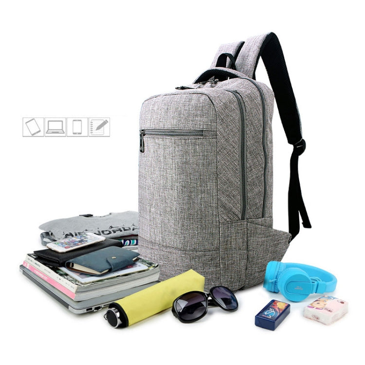 Universal Multi-Function Canvas Cloth Laptop Computer Shoulders Bag Business Backpack Students Bag, Size: 43x28x12cm, For 15.6 inch and Below Macbook, Samsung, Lenovo, Sony, DELL Alienware, CHUWI, ASUS, HP(Blue) - Backpack by PMC Jewellery | Online Shopping South Africa | PMC Jewellery