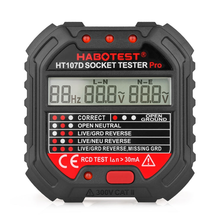 HABOTEST HT107D Multifunctional Digital Display Socket Tester (EU Plug) - Current & Voltage Tester by HABOTEST | Online Shopping South Africa | PMC TechLife | Buy Now Pay Later Mobicred