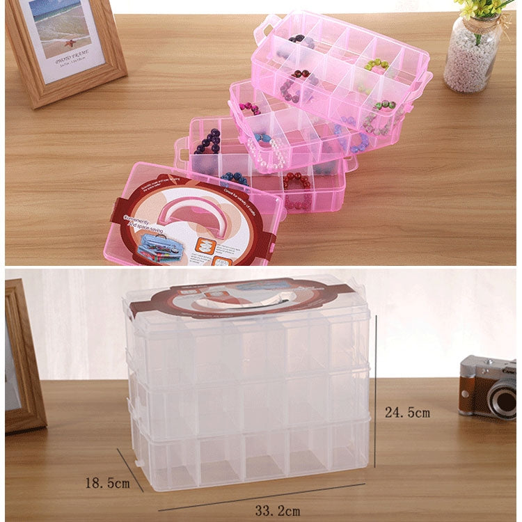 Large Storage Box Three Layer Large 36 Slots Plastic Craft Accessories Beards Jewelry Storage Box Container Home Organizer(Orange) - free shipping - PMC TechLife - Order now!