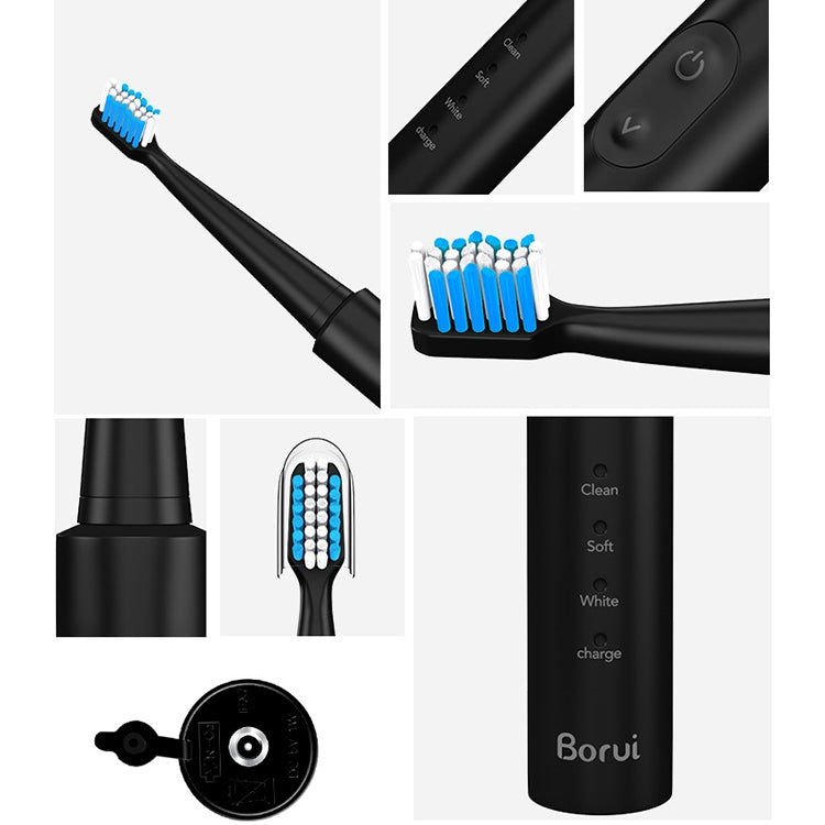 USB Wireless Charge Sonic Electric Toothbrush Adult Oral Hygiene Rechargeable Ultrasonic Tooth Brush with 4 Brush Heads (Black Plating) - Toothbrushes by PMC Jewellery | Online Shopping South Africa | PMC Jewellery