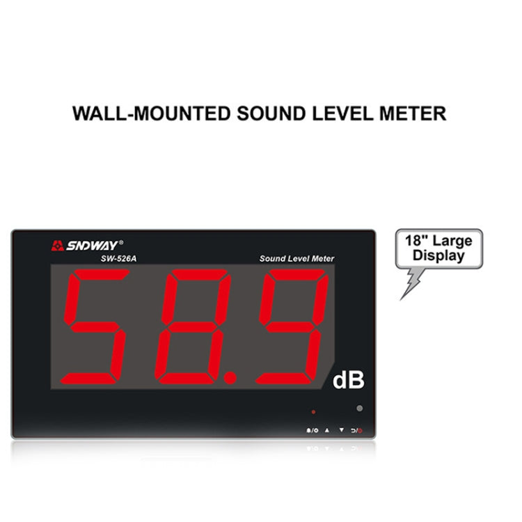SNDWAY SW526A Wall-mounted DB Sound Level Meter Noise Tester with Large Screen 18-inch Display - free shipping - PMC TechLife - Order now!